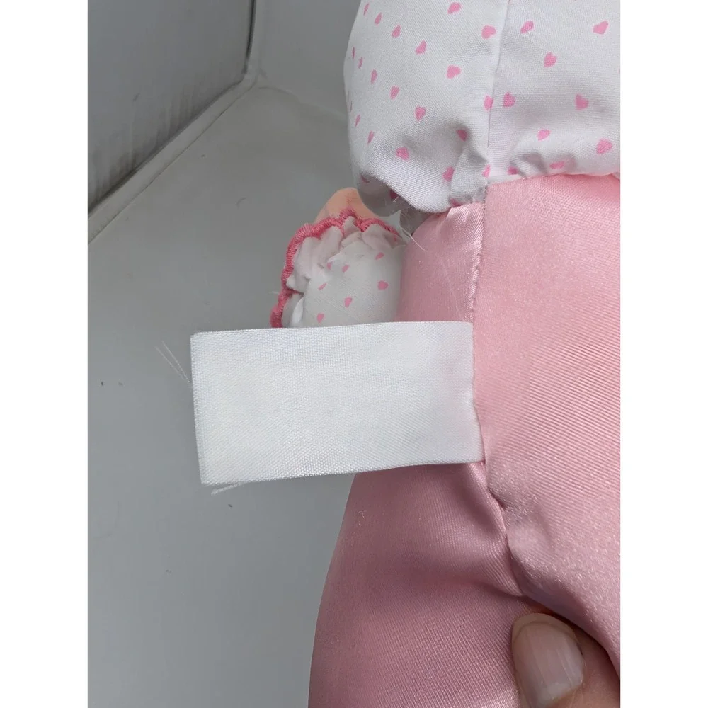 Vintage Playskool My Very Soft Baby Doll with Bonnet Pink Squeaker Plush Toy